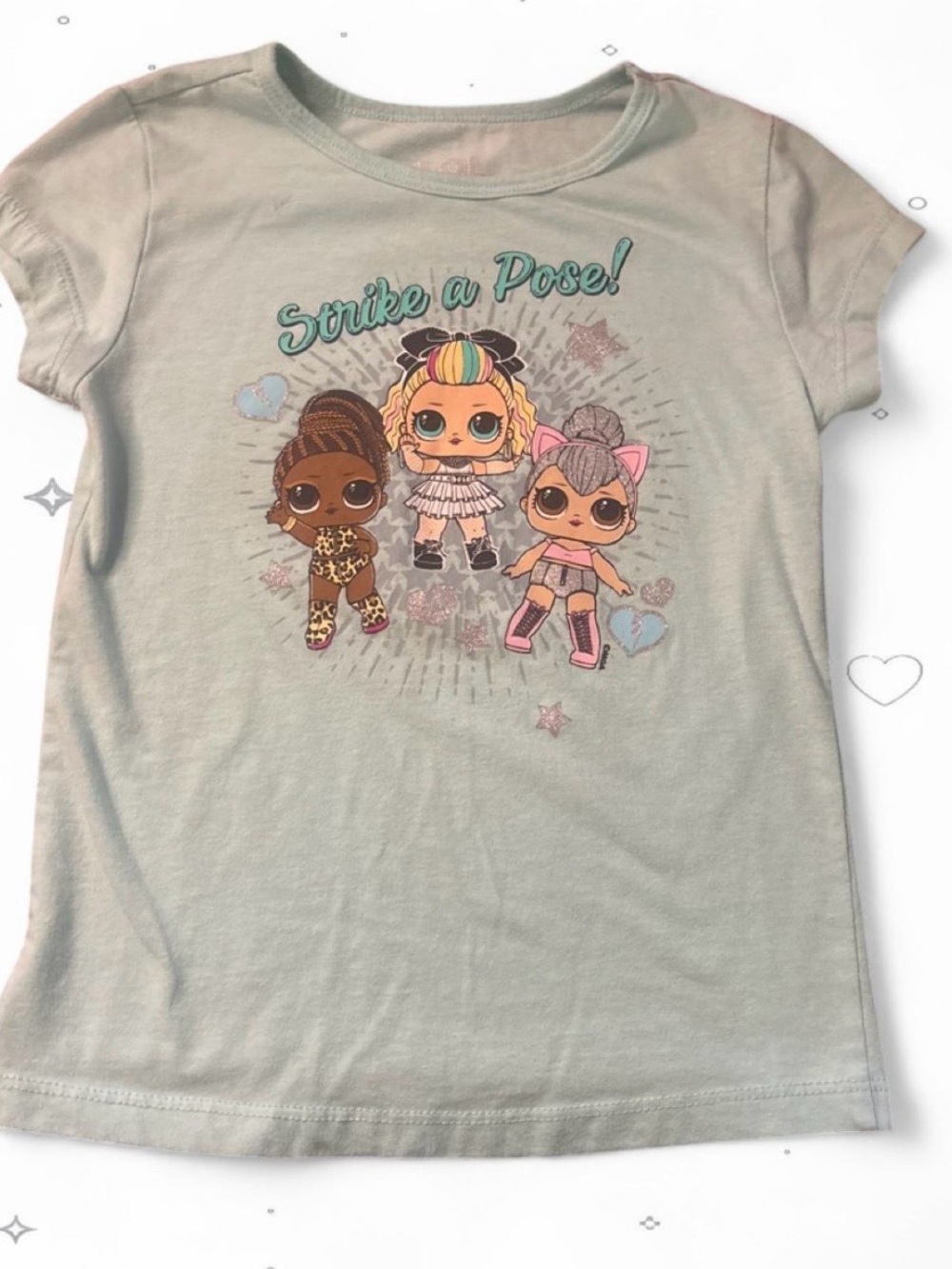 L.O.L. Surprise! "Strike a Pose!" Girls Graphic T-Shirt Mint Green Size M